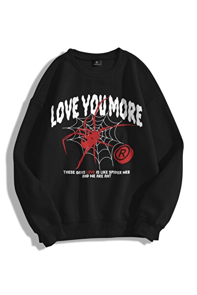 Tarzsokak Hanorac unisex Love You More cu gât rotund negru