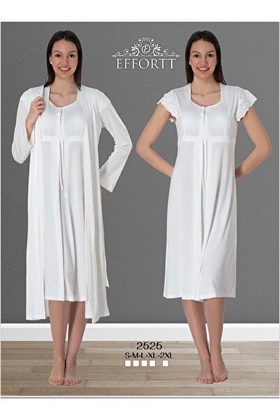 EM&FA TEKSTİL Maternity Ecru Pajama Set with Morning Dress