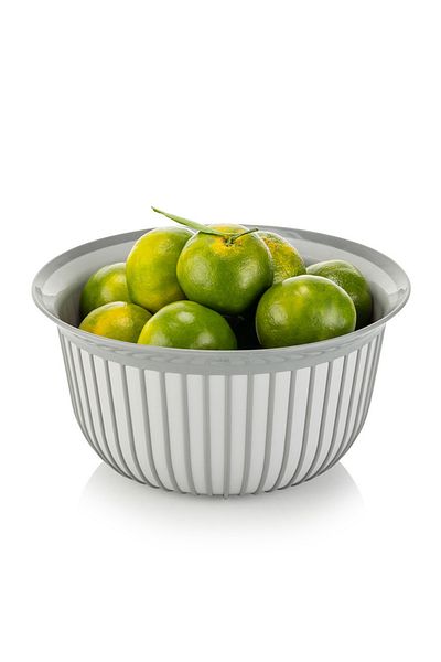 Melkan Home Fruit Bowl Premium Modern Design Bowl Fruit and Vegetable Bowl 3 Liter Green Double Pattern Bowl - Gray