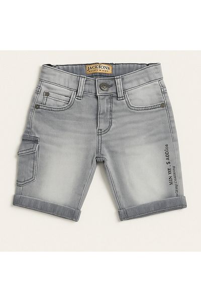 Magu Boy's Cotton Gray Pocket Denim Shorts