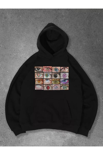 Kalic Studio Cupla Unisex Eyes Sweatshirt Black