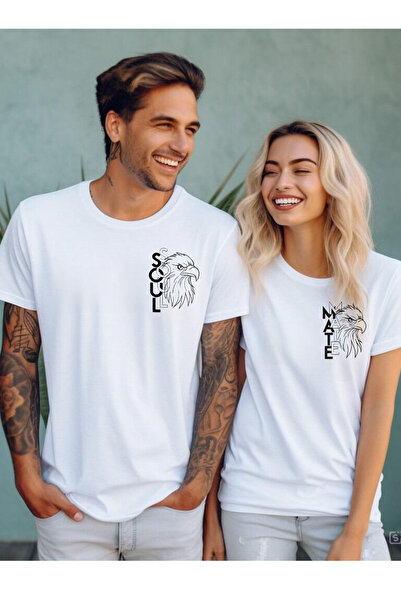 barsdepo تي شيرت مكون من قطعتين مطبوع عليه نسر ذكر ونسر أنثى للزوجين