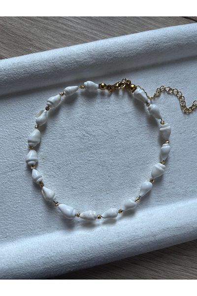 Pel Design White Seashell Dorical Steel Bracelet & Anklet