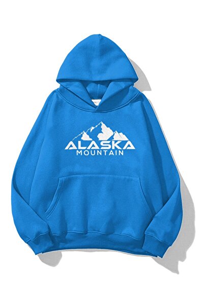 Tarzsokak Unisex Alaska Sweatshirt Hoodie Blue