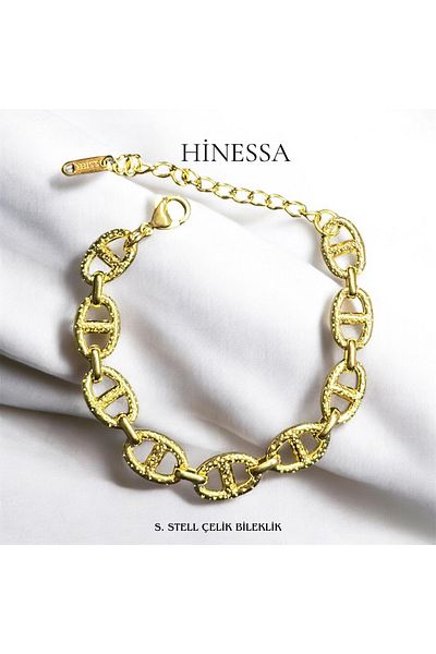 HİNESSA Steel Stainless Karamaz Bracelet Gold