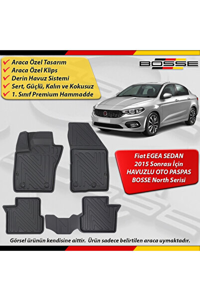 BOSSE North Fiat Egea Sedan Paspas Araca Özel 2015 Sonrası Derin Havuzlu 3D P...