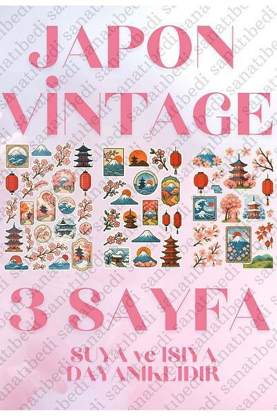 sanatıbedi Japanese Vintage 3 Sheets Sticker Set