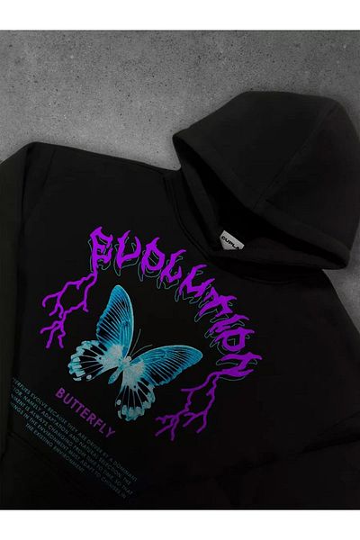 Kalic Studio Cupla Unisex Butterfly Sweatshirt Black