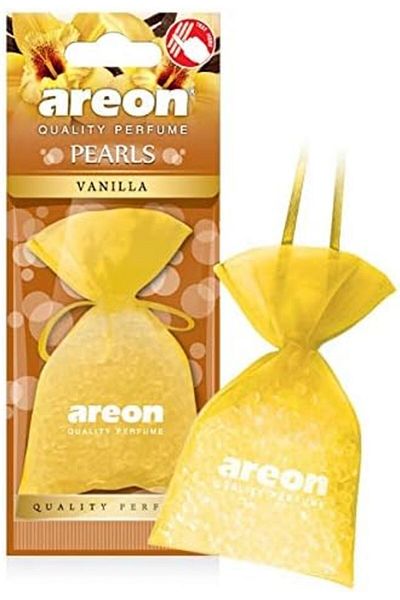 Areon Pearls I Car & Home Hanging Air Freshener I Quality Perfume I Vanilla (Pack of 3)