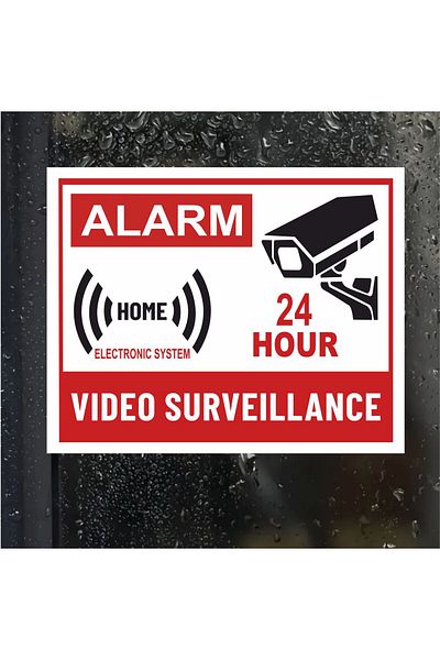 zafrakreklam 24 Hours Camera Security Sticker Foil Printing 5Pcs Label Outdoor 15X12Cm