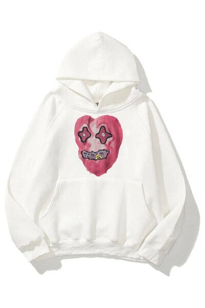 Tarzsokak Unisex dukserica sa kapuljačom u obliku srca, bela