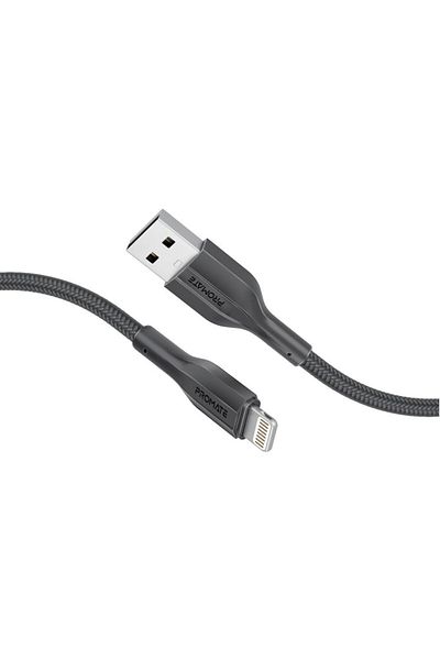 Promate Durable 10W USB-A to Lightning cable provides fast charging and 480Mbps data transfer