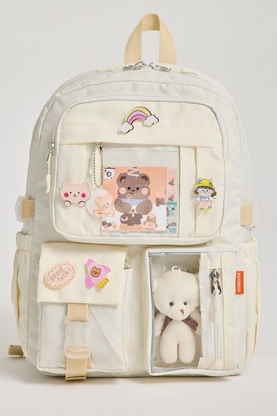 Roxbros Set de 3 accesorii în stil coreean Kawaii pentru copii, geantă pentru școală primară, rucsac cu suport pentru creion și cutie de prânz