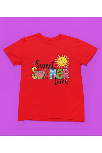 MAGORS Stil-X Sweet Summer Printed Cycling Collar 100% Cotton Girl's Tshirt White, Red, Yellow