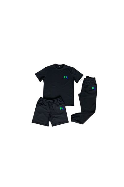 kam's Μαύρο Unisex Μπλε Πράσινο Λογότυπο Συνδυασμός καλοκαιρινής φόρμας