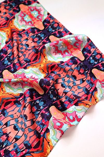THE MOON Mia Symmetrical Abstract Patterned Silky Satin Scarf