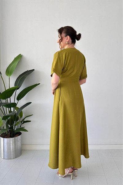 MaziButik Φόρεμα με μονή καρφίτσα λαδιού πράσινο