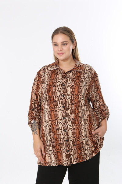 XL Modam Women's Patterned Lycra Viscose Plus Size Shirt