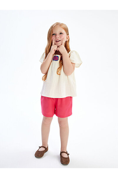 LC Waikiki Ozmarka New Season Floral Embroidered Girls' Blouse and Shorts Ski...