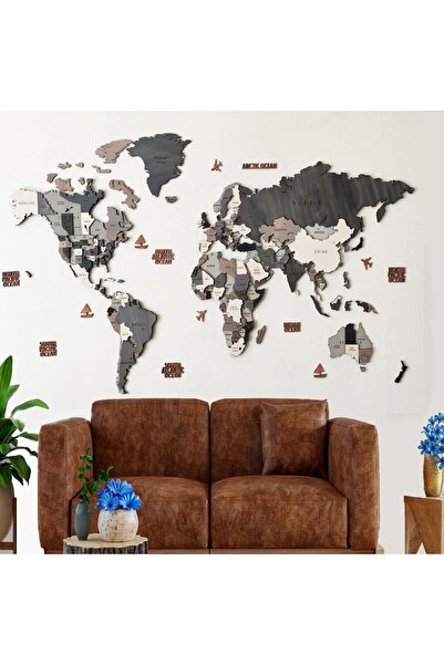 MapofX Ahşap Dünya Haritası Duvar Tablosu Dekor (Basic, Medium - 150x80 cm, Ahşap) MF511