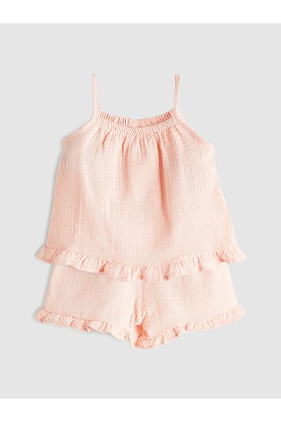LC Waikiki Embroidered Girl's Blouse and Shorts 2-Piece