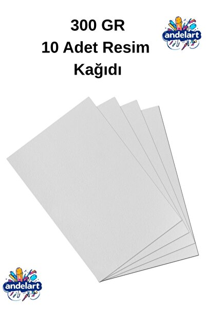 andelart Kaliteli Resim Kağıdı 300 gr A4 10 Adet Akrilik Ve Sulu Boya Kağıdı ...