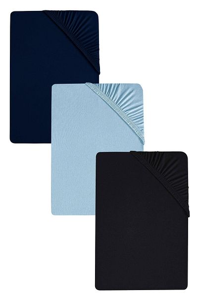 COTENCONCEPT 3 Plain Cotton Single Sheets 80 X 200 + 30 cm Elastic Combed Cotton Sheets