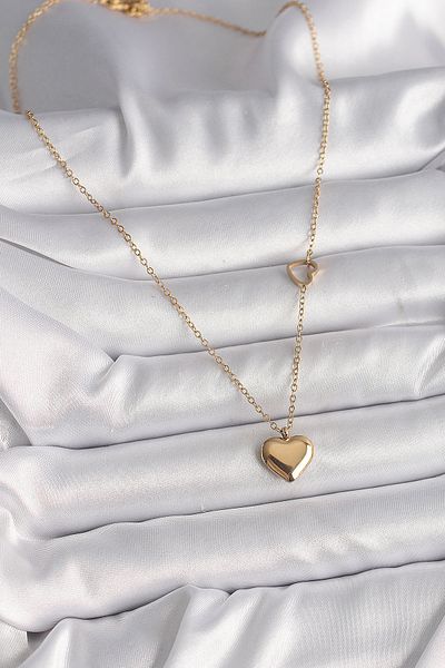 Skygo 316L Steel Gold Color Chain Heart Detail Heart Figure Women's Necklace - Tj-Bko9774