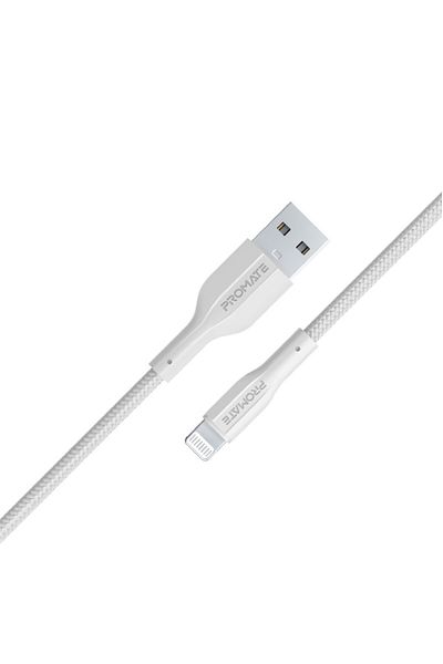 Promate Robust and durable 10W USB-A to Lightning charging cable with 480Mbps data transfer