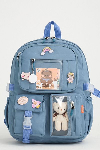 Roxbros Set de 3 accesorii în stil coreean Kawaii pentru copii, geantă pentru școală primară, rucsac cu suport pentru creion și cutie de prânz