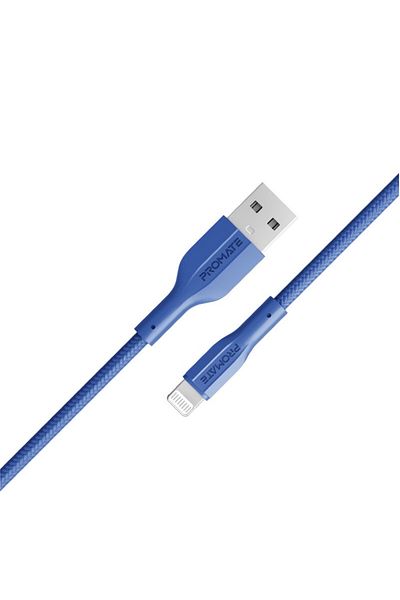 Promate Robust and durable 10W USB-A to Lightning charging cable with 480Mbps data transfer