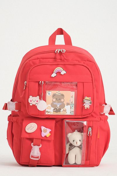 Roxbros Kawaii Korean Style Set of 3 with Accessories Children's Primary School Bag Backpack with Pen Holder and Lunch Bag