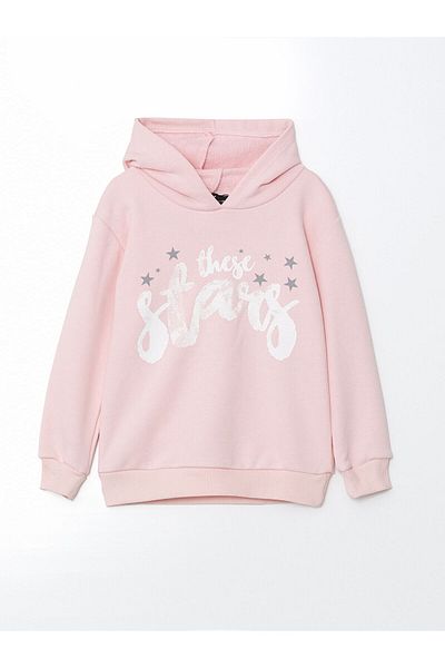 LC Waikiki Hooded Printed Baby Girl Tracksuit Set