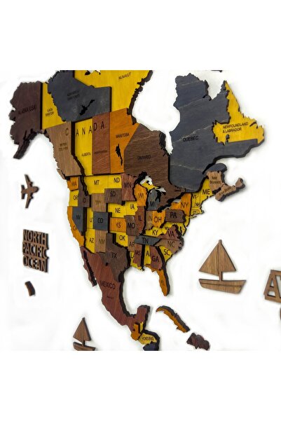 MapofX Ahşap Dünya Haritası Duvar Tablosu Ofis Dekor (Basic, Small - 110x60 cm, Ahşap) MF506
