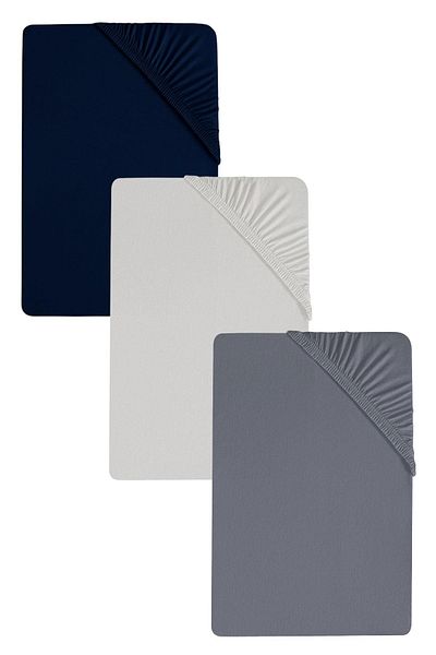 COTENCONCEPT 3 Plain Cotton Single Sheets 80 X 200 + 30 cm Elastic Combed Cotton Sheets