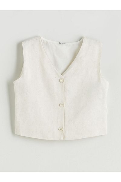 LC Waikiki Linen Blend Girls' Classic Vest and Shorts