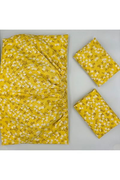 pınarhome collectıon Fabric Fitted Sheet + Pillow Case with Cover for Pad Beds (Corner Depth 30 cm) New Season***