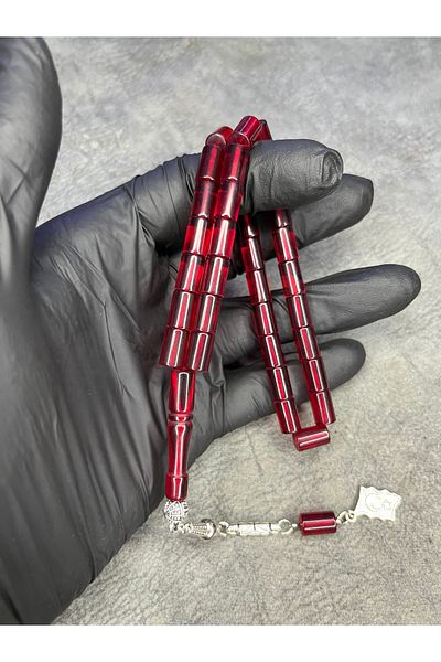 Mos Tespih Cut High-End Fire Red Crimping Amber Prayer Beads