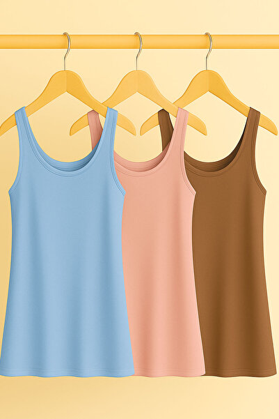 EFFE 3 Pieces A-Line Cotton Thick Strap Athlete T-Shirt