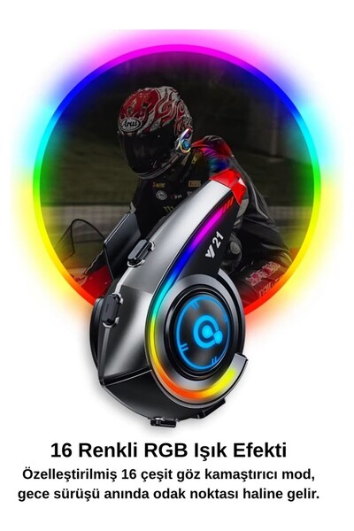 Y20 Y21 Rgb Işık Efektli Intercom Bluetooth Motosiklet Kask Kulaklığı Intercom Kulaklık