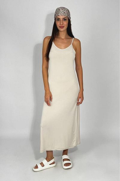 Betimoda Women's Sandy Fabric Rope Strap Solid Color Fitted/Fitted Tight Stretchy Comfortable Wrap Long Dress Stone