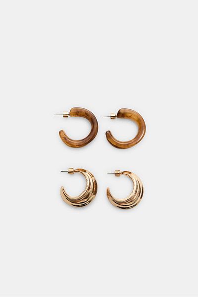Stradivarius Set of 2 of contrast hoop earrings