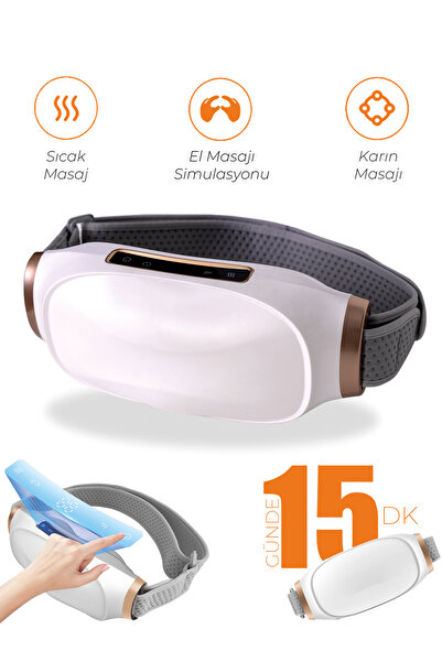 Relax Şarjlı Isıtmalı Shiatsu Beyaz Ayarlanabilir Karın Bel Bacak Masaj Kemeri