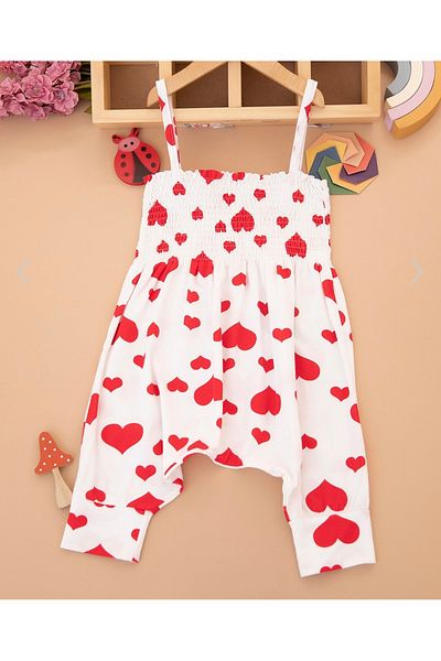 SANTRALBEBE Girl's Heart Rope Strap Jumpsuit
