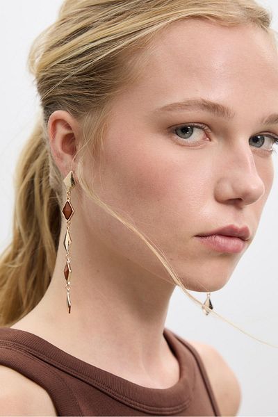 Stradivarius Set of 2 diamond dangle earrings