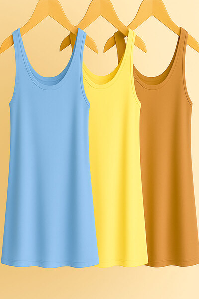 EFFE 3 Pieces A-Line Cotton Thick Strap Athlete T-Shirt