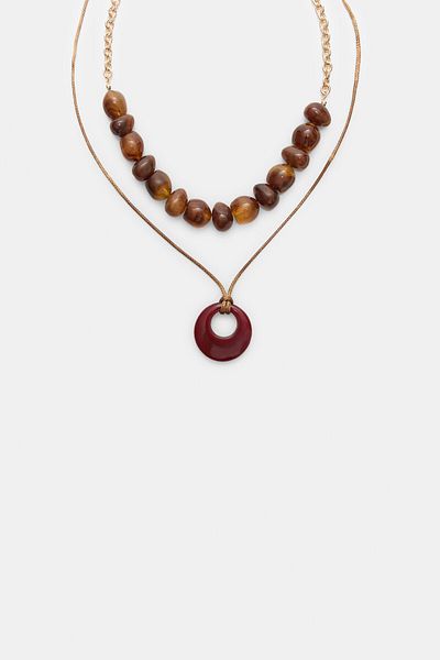 Stradivarius Set of 2 cord and bead necklaces