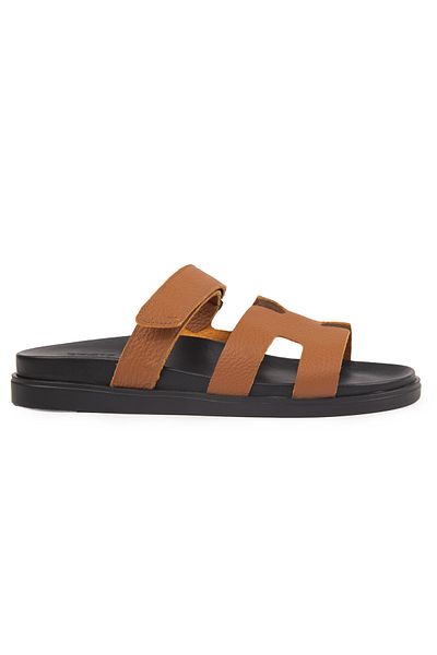 Pegia Men's Banded Floater Leather Slippers 215028