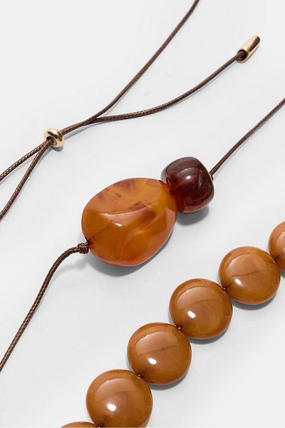 Stradivarius Set of 2 beaded cord necklaces