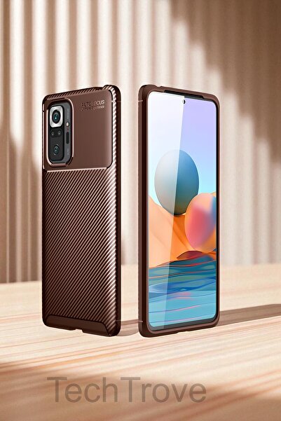 TechTrove Xiaomi Redmi Note 10 Pro Kılıf Kamera Korumalı Darbe Emici Karbon F...